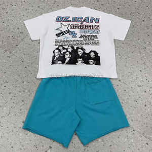 ชุดเสื้อยืดกางเกงขาสั้นลายกราฟิกสำหรับผู้ชายเสื้อผ้า2ชิ้นสำหรับฤดูร้อนชุดเสื้อยืดพิมพ์ลายสกรีนแบบปักโลโก้ตามสั่งสำหรับผู้ชาย - Product Image 2