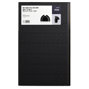 Panel Solar Bifacial Tipo N REC Alpha Pure-RX de 460W, Celdas de 182mm, 21.5% de Eficiencia, Color Negro sobre Negro, en Paleta - Product Image 2