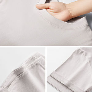 เสื้อยืดคอกลมแขนสั้นสำหรับผู้ชายสีทึบเสื้อลำลองสำหรับฤดูร้อน - Product Image 4