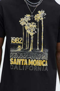 Santa graphique monica hommes t-shirts pas cher en gros coton Californie DTG DTF T-Shirt impression Logo personnalisé teeshirt pour hommes - Product Image 2