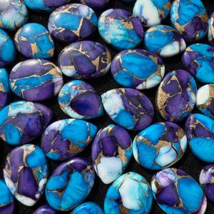 AAA + alta calidad Kingman turquesa cabujón tamaño personalizado piedras preciosas sueltas con púrpura Natural + cobre Rosa + piedra preciosa Turquesa - Product Image 2