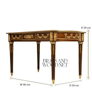 Mesa de Centro de Lujo con Incrustaciones de Madera Intrincadas y Detalles en Latón para una Decoración Elegante de la Sala de Estar - Product Image 5