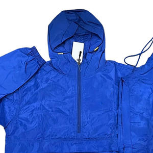 Conjunto de ropa deportiva unisex de invierno para gimnasio, conjunto de 2 piezas ecológico para correr, cortavientos sólido, Sudadera con capucha, pantalones de chándal de carga elástica - Product Image 2