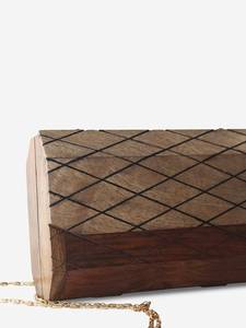 Pochette en bois marron et doré pour femmes - Product Image 4