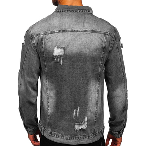 Veste personnalisée avec logo pour homme, nouvelle mode, doudoune avec fonction réversible, denim déchiré, style printemps et automne - Product Image 6