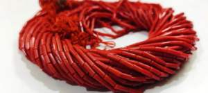 Perles rectangulaires en tubelite italien de corail rouge, 3-8 mm, brin de 16 pouces pour la fabrication de bijoux - Product Image 3