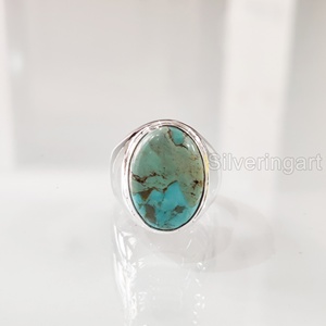 Anillo de Plata de Ley 925 para Hombre con Turquesa Natural de Arizona, Gema del Mes de Nacimiento de Diciembre, Estilo Otomano, Joyería de Regalo de Navidad - Product Image 5