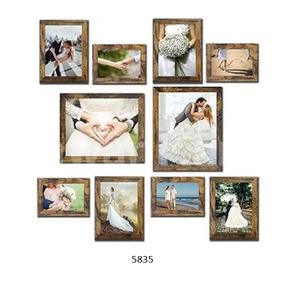 Lot de 10 cadres photo rustiques en bois pour la maison salon bureau bureau debout tenture murale décor affichage - Product Image 1