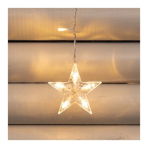 Cortina de Luces Navideñas Transparentes con 90 Estrellas LED Blanco Cálido, 8 Juegos de Luces, IP44, 78123 por Lote, 2+4m - Product Image 3