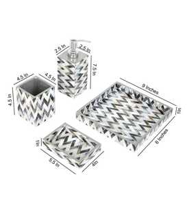 Ensemble d'accessoires de salle de bain en résine 4 pièces imperméables et écologiques de qualité supérieure avec design de luxe en marbre Fabriqué par FAIZA CRAFT - Product Image 1