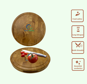 Planche à découper en bambou Vietnam End Grain-Poignée et rainures intégrées pour couper et servir - Product Image 6