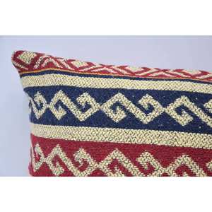 Oreiller en laine de luxe rouge 12x24 pouces oreiller d'accent géométrique ethnique tissé motif carré moelleux Vintage pour literie décor de noël - Product Image 2
