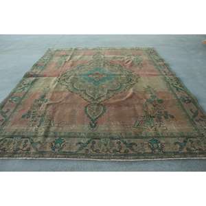 Alfombra Turca, Alfombra Vintage Extra Grande de 9,8x12,3 pies, Alfombra Marroquí de Lana Marrón y Azul - Product Image 1