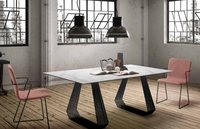 Table à manger pliable de qualité supérieure, plateau blanc, base noire, design contemporain, 100% fabriqué en Italie, acier inoxydable, utilisation en extérieur
