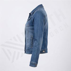 Chaqueta Vaquera Entallada para Mujer, Color Desteñido Personalizado, Tela Elástica, Detalles de Costura Elegantes, Atuendos Casuales, Moda Moderna - Product Image 3