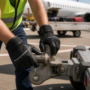 High Visibility <b>Ground</b> Crew Flight Gloves Reflective Piping Fur Palm Pilot Beach Breathable Wrist-length Manufacturer - Product Image 5