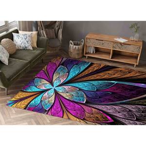 Tapis à motif floral fractal : tapis moderne antidérapant imprimé en 3D, tapis fin non tissé - Product Image 3