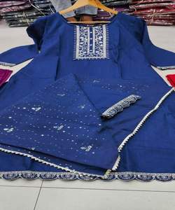 Vêtements islamiques pour femmes musulmanes, robe trois pièces en mousseline de soie blanche cousue, tenue de fête de mariage Eid, légère - Product Image 3