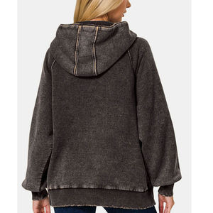 Sudadera con capucha de lavado ácido personalizada para mujer, sudadera de gran tamaño Vintage con logotipo, sudaderas con capucha de lavado ácido para mujer al por mayor, 100% algodón transpirable - Product Image 2