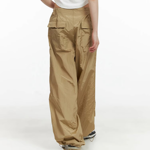 Pantalons de survêtement cargo baggy tendance à la vente chaude, pantalons sportifs vintage pour femmes, logo personnalisé, couleur unie, pantalons pour femmes - Product Image 5