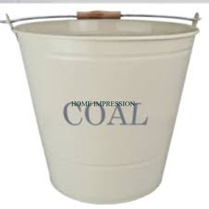 Cubo de carbón de metal galvanizado más vendido Exportadores terminados con recubrimiento de polvo de marfil de cubo de metal galvanizado con asas - Product Image 1