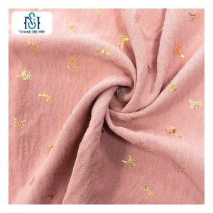 Precio barato de fábrica 100% Poliéster Spandex Cey Air Flow Tela de flores doradas con estampado de lámina de alta calidad para ropa árabe de verano - Product Image 4