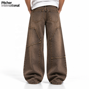 Wholesale <b>mens</b> wide leg <b>jeans</b> Custom <b>mens</b> wide leg <b>jeans</b> Wide leg <b>jeans</b> Heavyweight Cotton Streetwear - Product Image 4