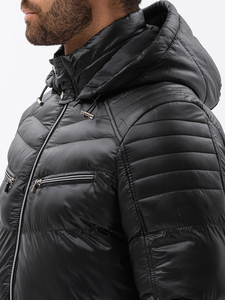 Veste matelassée imperméable pour hommes Manteau matelassé d'hiver matelassé à bulles en nylon noir Veste matelassée pour l'extérieur pour hommes - Product Image 4