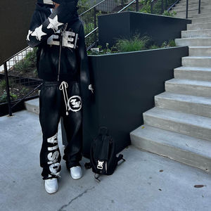 Survêtement personnalisé pour hommes Baggy Sweatsuits 100% coton à capuche Hommes Joggers Suit Pantalon de survêtement évasé et ensemble de sweat à capuche - Product Image 3