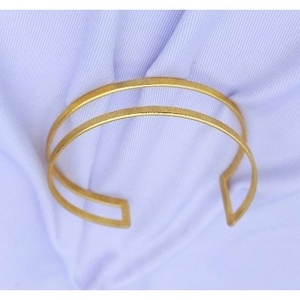 Handmade Classic Gold Plated Brass Cuff Bracelets Geometric Shape Patterned <b>Bangles</b> - Product Image 2