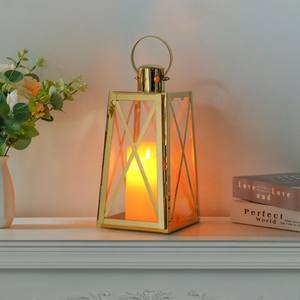 Lanterne décorative en aluminium, métal, bougeoir d'extérieur, lanterne à bougie suspendue en verre trempé pour mariage à la maison - Product Image 5