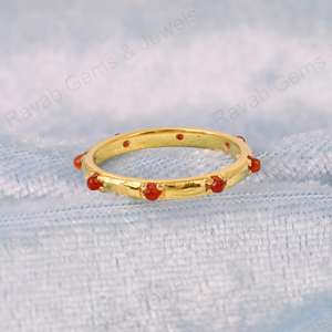 Superventas Plata de Ley 925 minimalista Eternity Prong Natural Red Onyx Gemstone Gold Vermeil Rhodium Fine Anillo de mujer - Product Image 3