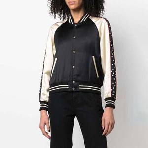 Logotipo bordado, diseño OEM, ropa de mujer, chaquetas, parche personalizado, nuevo estilo, chaquetas de béisbol, chaquetas universitarias de satén transpirables - Product Image 2