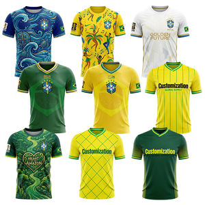 Maillot de football personnalisé par sublimation, équipe de football du Brésil Coupe du Monde 2026, T-shirt de football respirant en polyester à séchage rapide, OEM - Product Image 1