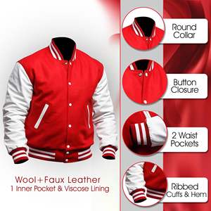 แจ็กเก็ตปักลายสำหรับผู้ชายขนาดใหญ่ออกแบบได้ตามที่ต้องการมีโลโก้ด้านหน้าสำหรับวิทยาลัยและเบสบอล - Product Image 2