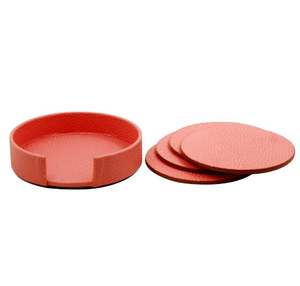 Posavasos de cuero rosa más vendido con soporte, juego de 5 productos de protección de mesa, posavasos de cuero, accesorios de vajilla - Product Image 4