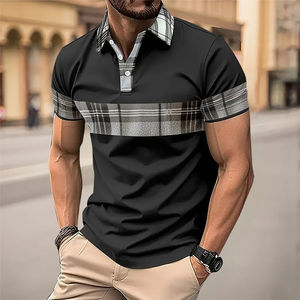 2025 verano hombres manga corta para camisa 3D rayas estampado Digital liso teñido tejido 100% algodón antiarrugas Casual barato - Product Image 2