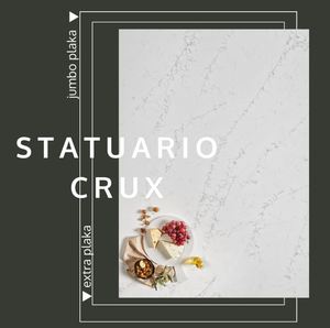 Crux Calacatta 2cm 3cm Polished Edge Quartz Slab Modern Design Kitchen Countertop for <b>Bedroom</b> and <b>Vanity</b> Top Application - Product Image 3