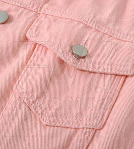 Chaqueta de prendas de vestir de algodón transpirable para mujer, color personalizado, lavado con ácido vaquero con procesamiento de punto de bolsillo - Product Image 4