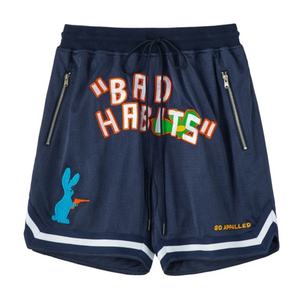 Short en maille respirant et cousu pour hommes personnalisé OEM avec poche zippée de haute qualité style décontracté et broderie de motifs - Product Image 1