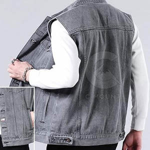 Personalizado Nuevo Diseño Hombres Jeans Chaleco Color Sólido Hombres Jeans Chaleco Streetwear Transpirable Hombres Jeans Chaleco - Product Image 2