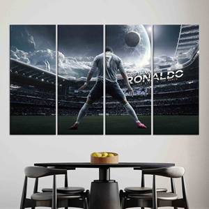 Impresión en Lienzo de Cristiano Ronaldo: Obra Maestra de Decoración Deportiva Personalizada, JUEGO DE 4 LIENZOS - Product Image 1