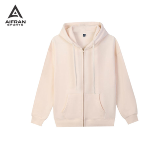 Sweat à capuche oversize en molleton épais 100% coton de haute qualité pour homme Aifran Sports, personnalisable avec logo, fermeture éclair - Product Image 3