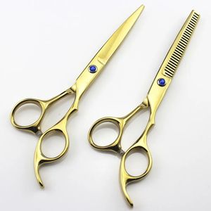 Ensemble de ciseaux de coupe de cheveux et d'amincissement en acier inoxydable doré avec logo personnalisé accessoires de coiffure à vis réglables pour salon de coiffure - Product Image 1