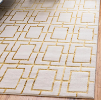 Tapis de salon moderne de luxe rectangulaire doré abstrait, tufté à la main, de haute qualité, antidérapant, écologique, rembourré, adapté aux animaux domestiques et résistant au feu