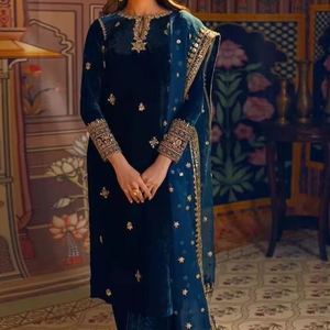 MAGNIFIQUE ROBE LONGUE KURTA, PLAZO & DUPPATA AVEC BELLE BRODERIE ZARI ZARDOZI ORNEE POUR PARTY/MARIAGE = 2024 - Product Image 1