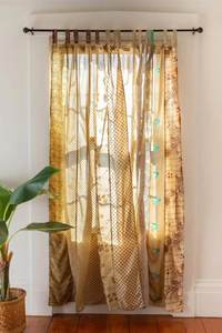 Décoration intérieure rideau recyclé indien soie Sari Vintage Patchwork rideaux chambre fenêtre et porte haute qualité panneau rideaux - Product Image 2