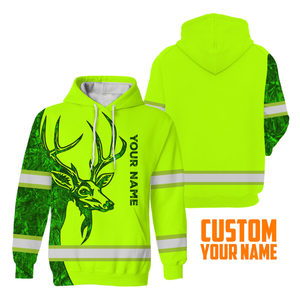 Hi Vis Hoodie Cerf Camo Motif Nom Personnalisé Logo Société Sécurité Vêtements De Travail Réfléchissant À Manches Longues Pour Les Amoureux De La Chasse - Product Image 1