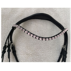Premium <b>Leather</b> Horse Bridle with Pink Crystal Browband Comfortable Padded Design Durable Horse Equipment Accessories - Product Image 3