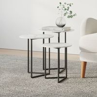 Ensemble de tables basses gigognes modernes et durables en trois parties avec cadre métallique personnalisé pour la décoration intérieure du salon, haute qualité